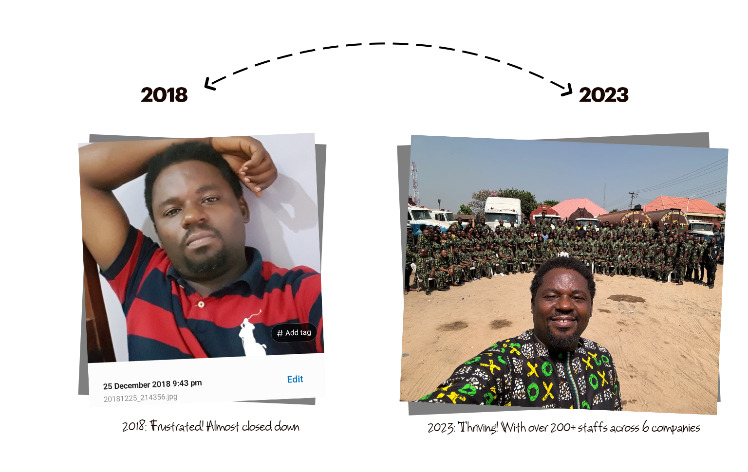 Before and after transformation of Engr. Ndubuisi Chidomere